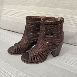 Freebird Braided Leather Heeled  Sandal- Brown